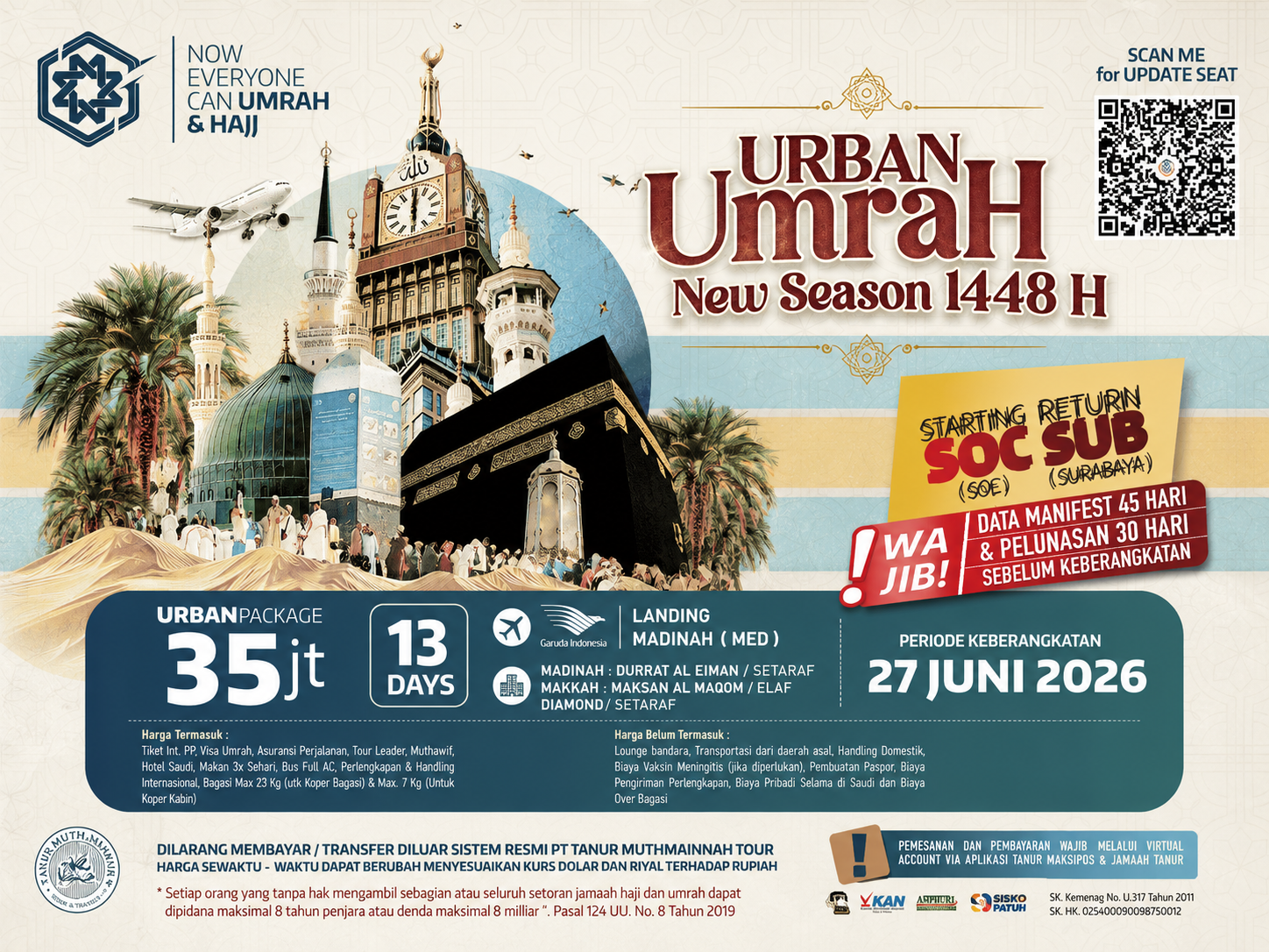 Umroh Reguler 13 Hari Start Solo